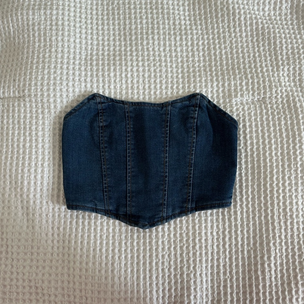 Adika Dark Blue Denim Corset Top